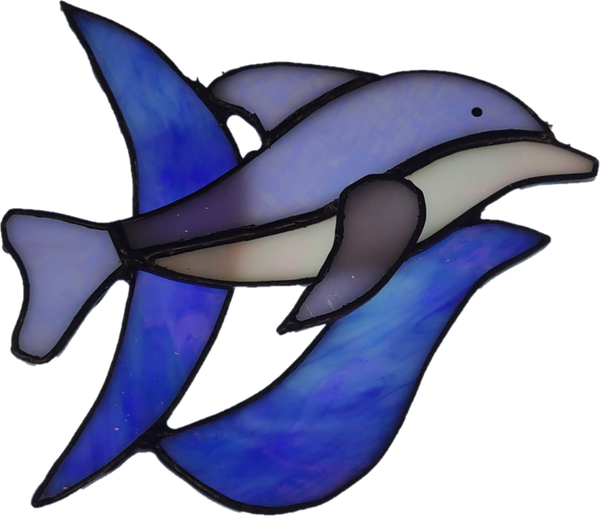 Dolphin Stained Glass Suncatcher - approx 5"x5"