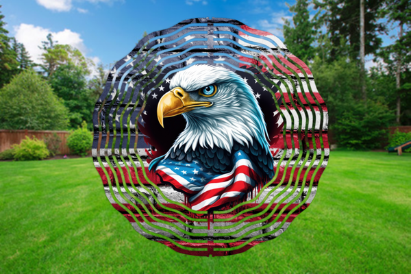American Bald Eagle Profile Wind Spinner 8"