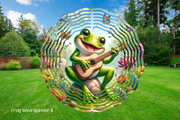 Frog Playing Guitar Wind Spinner 8"