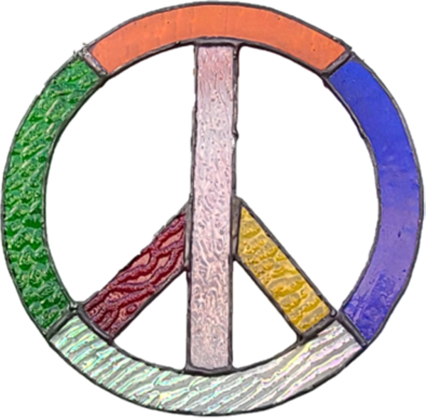 Peace Sign Stained Glass Suncatcher - approx. 7" round