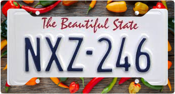 License Plate Frame, Chili Peppers - 12"x6 1/4"