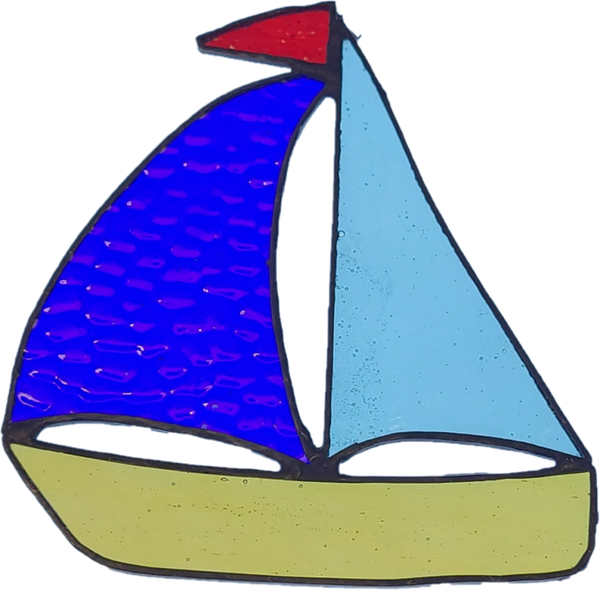 Sailboat Stained Glass Suncatcher- approx 6"x5"