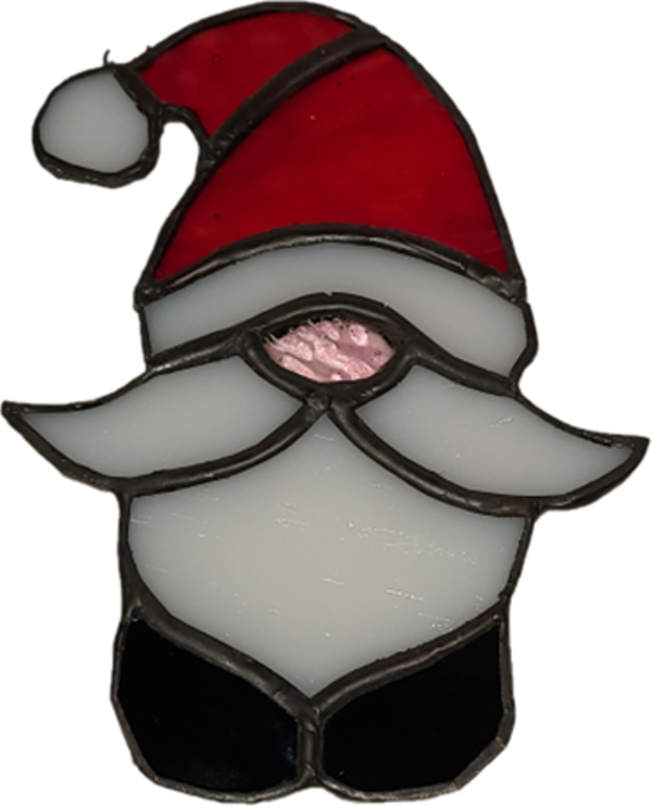 Santa Gnome Stained Glass Suncatcher - approx. 5"x4"