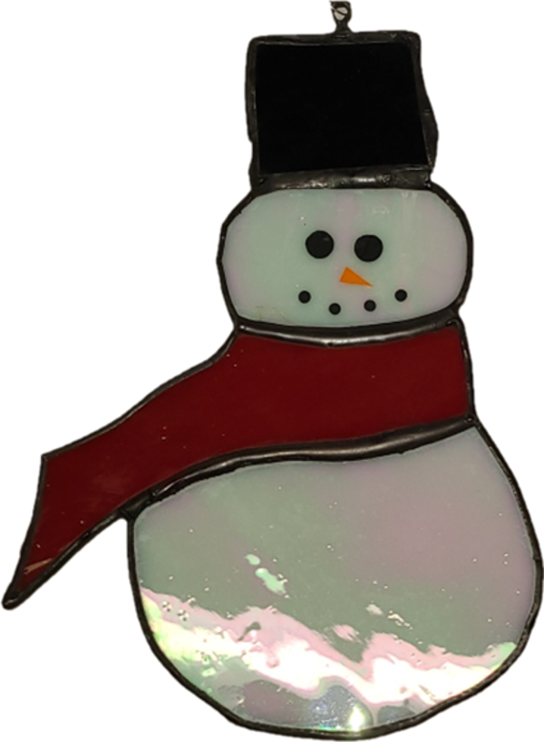 Snowman Stained Glass Suncatcher - approx. 6"x4"