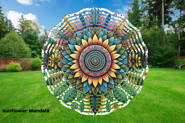 Sunflower Mandala Wind Spinner - 8"