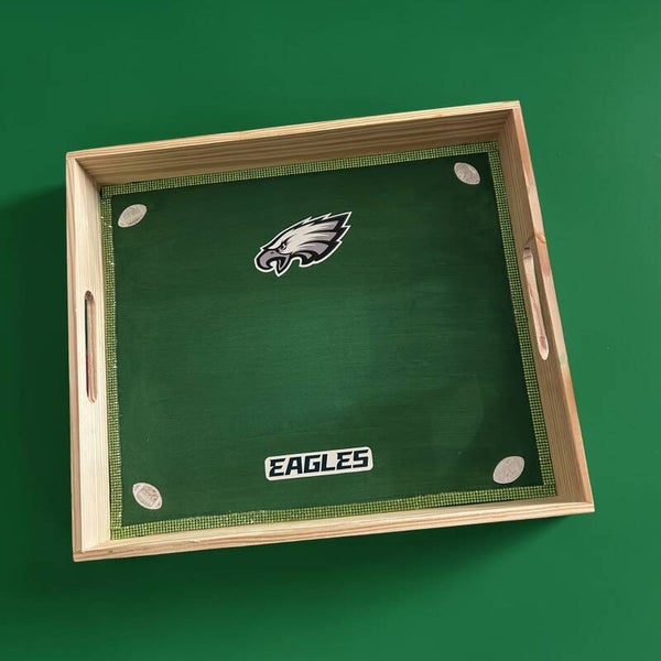 Wood Sports Tray-With Green Bling