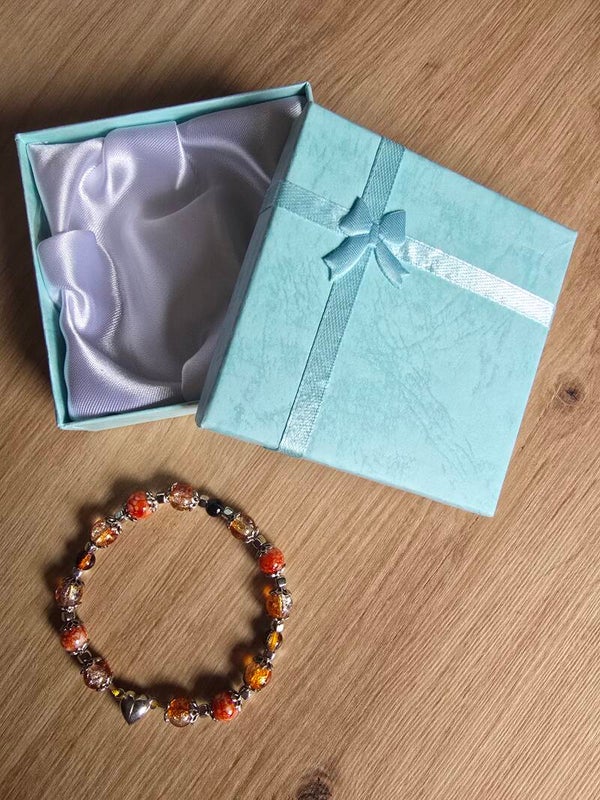 Orange Glass Beaded Bracelet