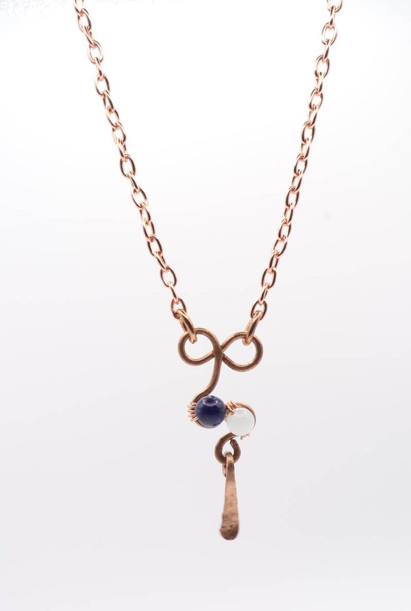 Koperjuweel met Seleniet en Lapis Lazuli