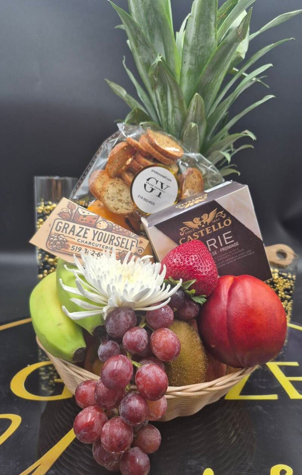 🍍 Fruit, Brie & Cracker Gift Basket 🌸