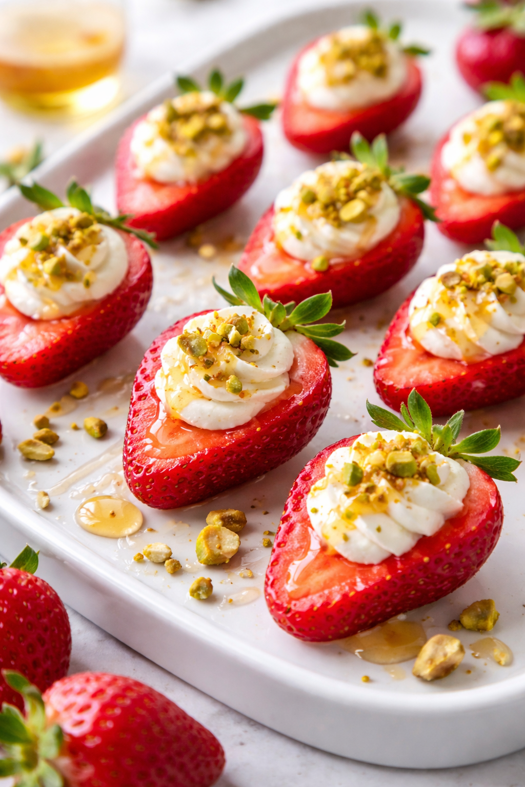 🍓 Honey Pistachio Strawberry Goat Cheese Bites