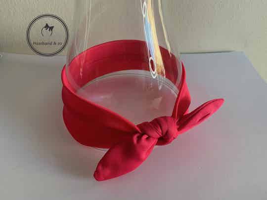Basic elastische babyhaarband met strikje, fuchsia (art.nr. 116-10)