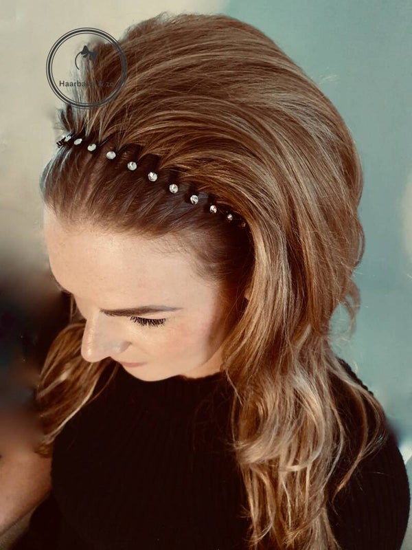 plastic tanden haarband, zwart met glittersteentjes (art.nr 105-03)