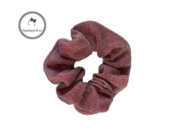 Glitter scrunchie, middelgroot, roze. (art.nr. 106-05)