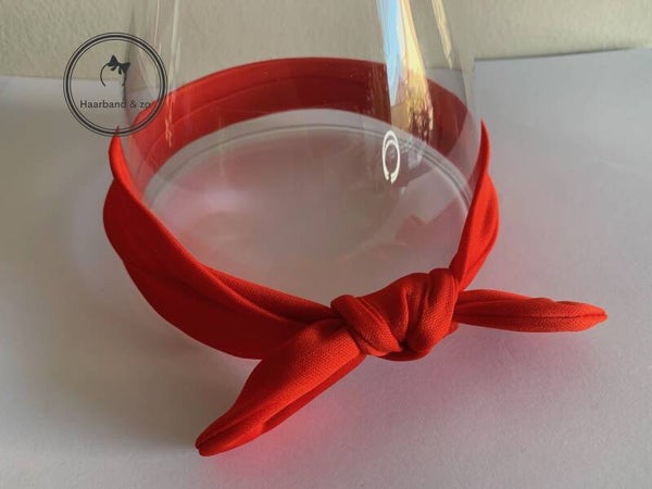 Basic elastische babyhaarband met strikje, rood (art.nr. 116-07)