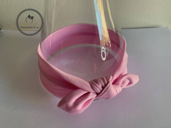 Basic elastische babyhaarband met strikje, lichtroze (art.nr. 116-13)