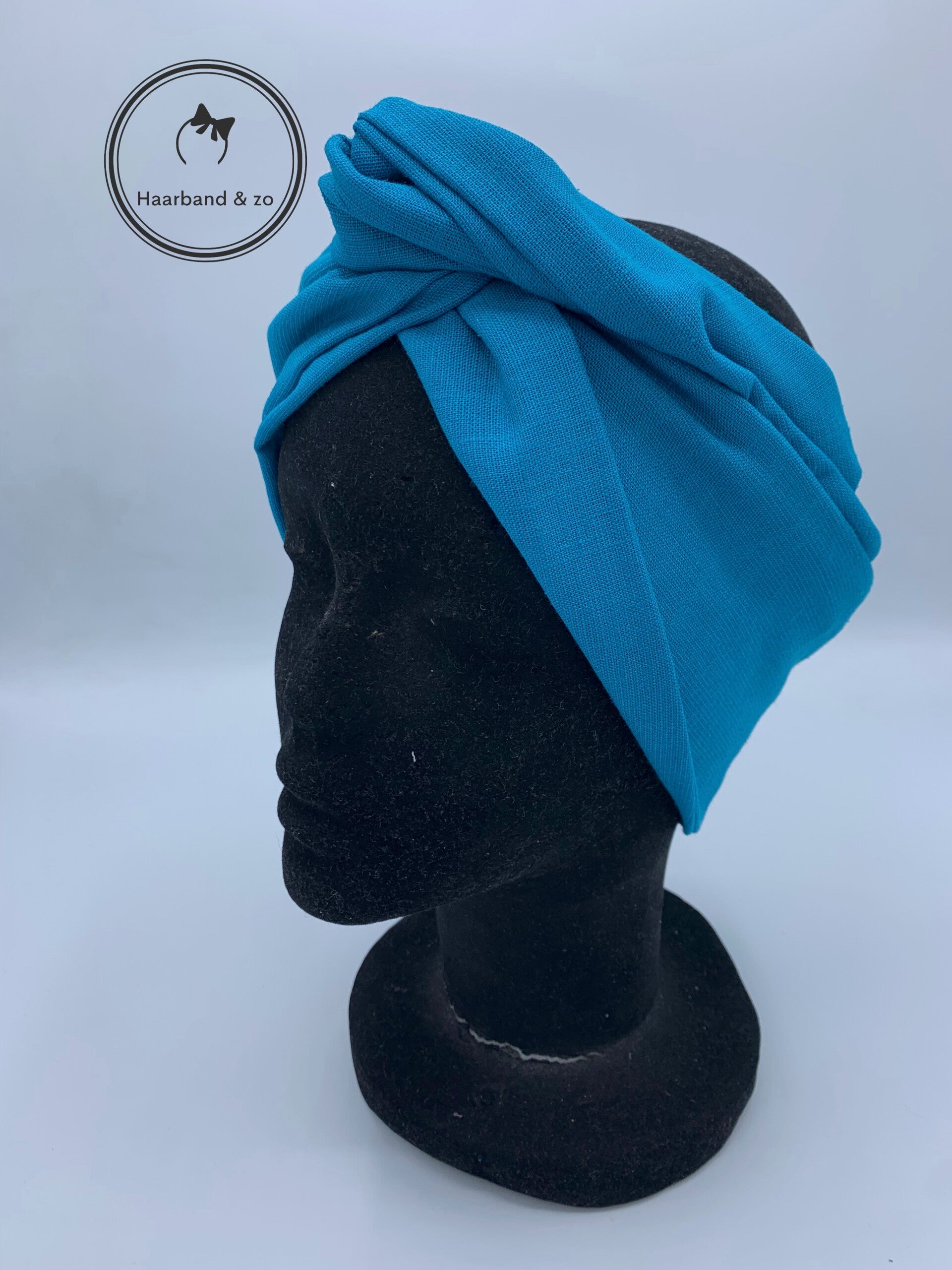 Haarband & zo, Haarband met ijzerdraad in linnenmix, turquoise art.nr. 124-09)