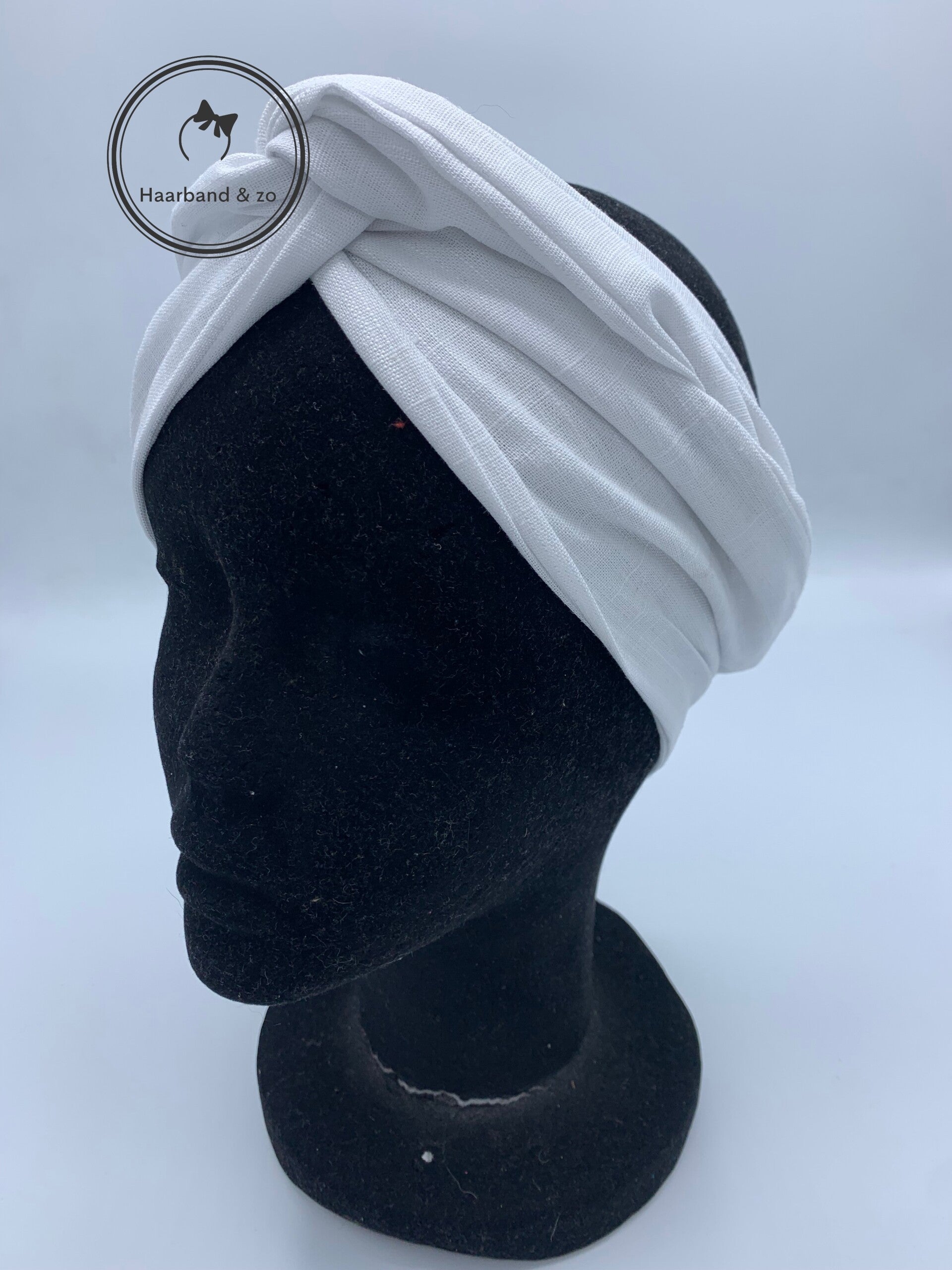 Haarband & zo, Haarband met ijzerdraad in linnen, wit, art.nr. 124-10)