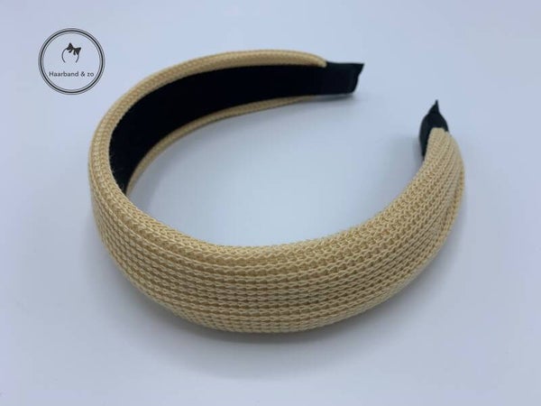 Booghaarband van fijn breisel, zonder knoop of twist, beige (art.nr. 127-03)