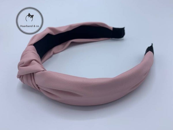 Booghaarband met knoop, PU-leder, roze (art.nr. 128-02)