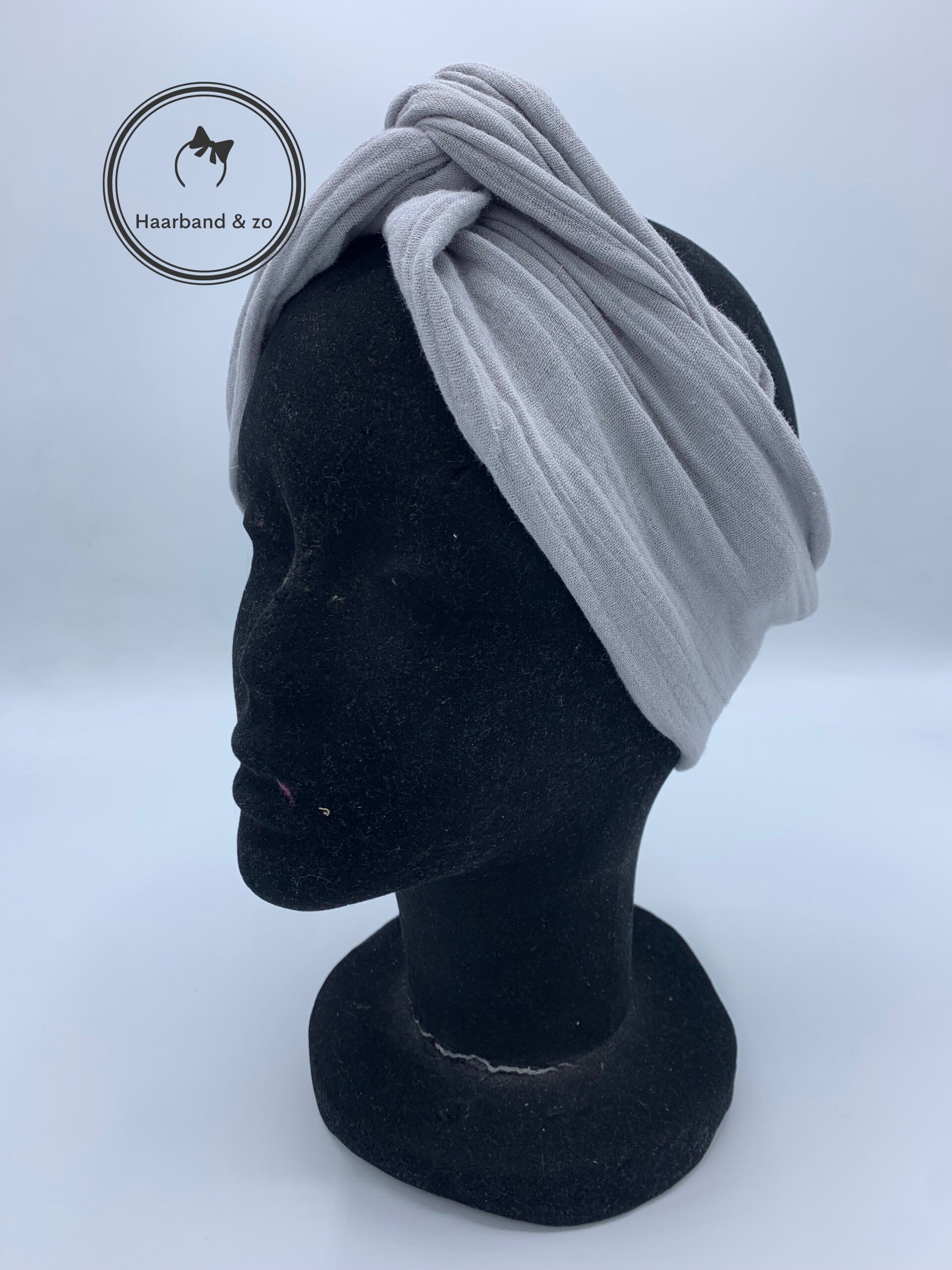 Haarband & zo, Haarband met ijzerdraad van hydrofiel in lichtgrijs (art.nr. 13-02)