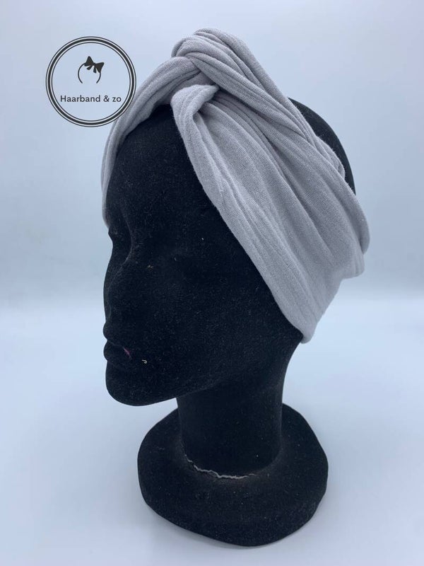 Haarband & zo, Haarband met ijzerdraad van hydrofiel in lichtgrijs (art.nr. 13-02)