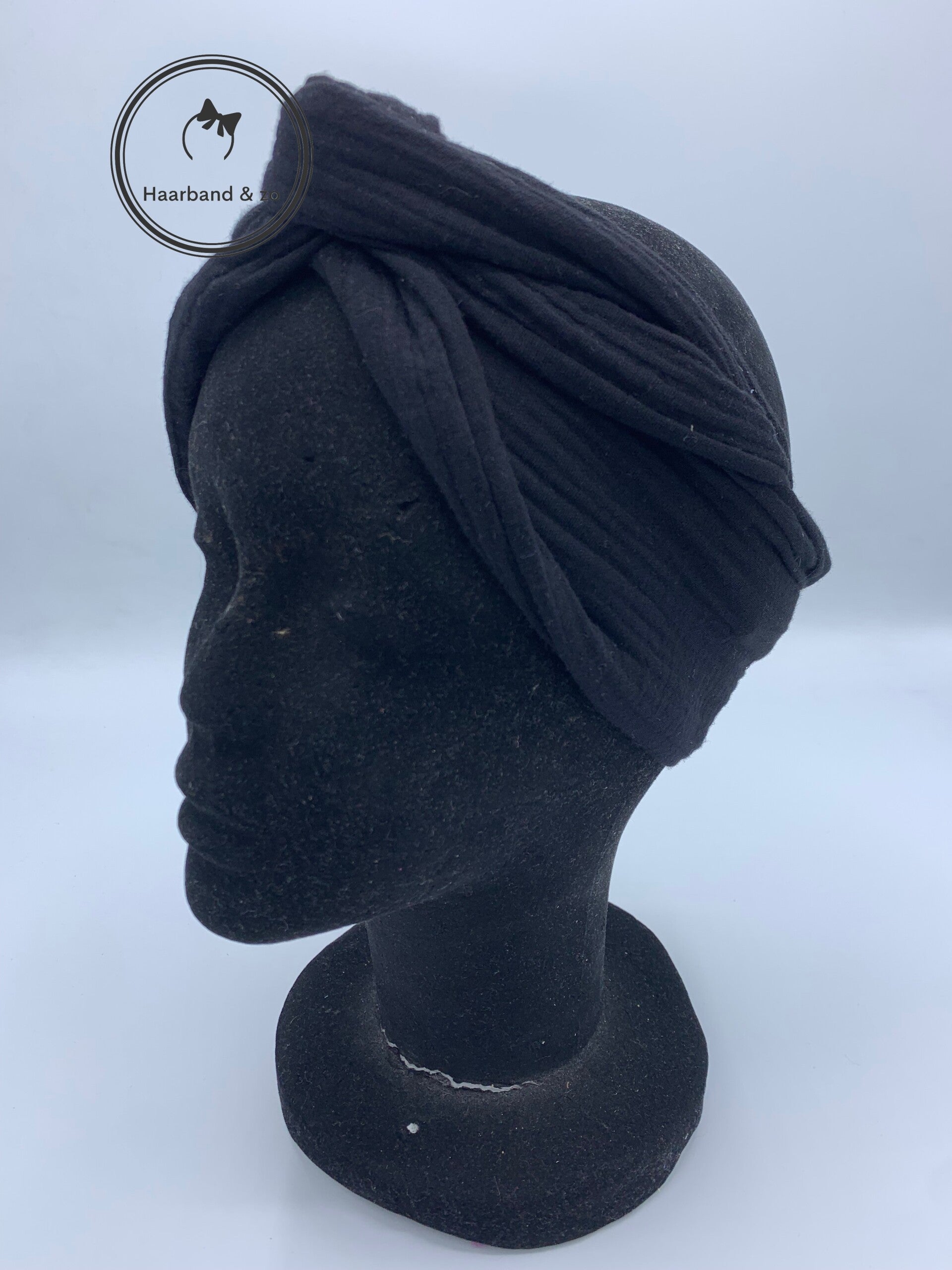 Haarband & zo, Haarband met ijzerdraad van hydrofiel in zwart (art.nr. 13-14)