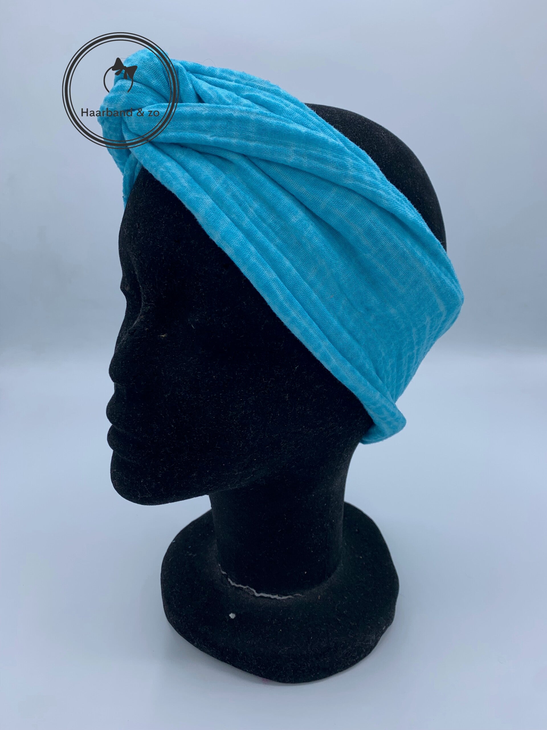 Haarband & zo, Haarband met ijzerdraad van hydrofiel in turquoise (art.nr. 13-07)