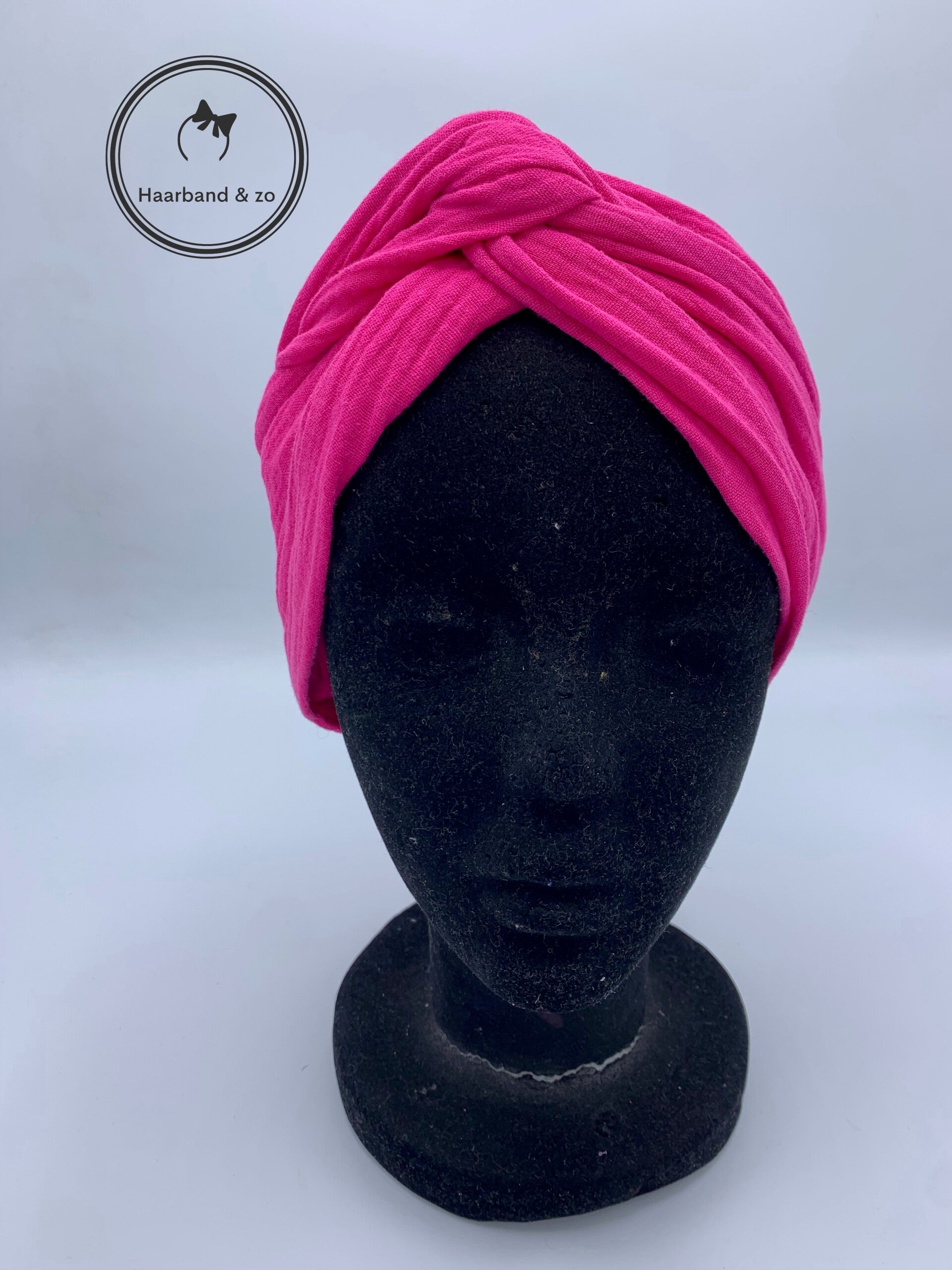 Haarband & zo, Haarband met ijzerdraad van hydrofiel in fuchsia (art.nr. 13-08)