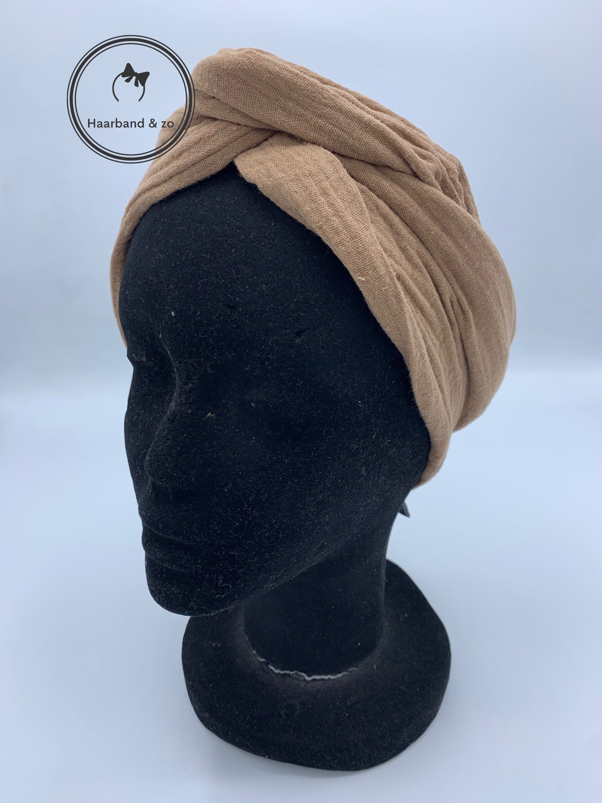 Haarband & zo, Haarband met ijzerdraad van hydrofiel in taupe (art.nr. 13-09)