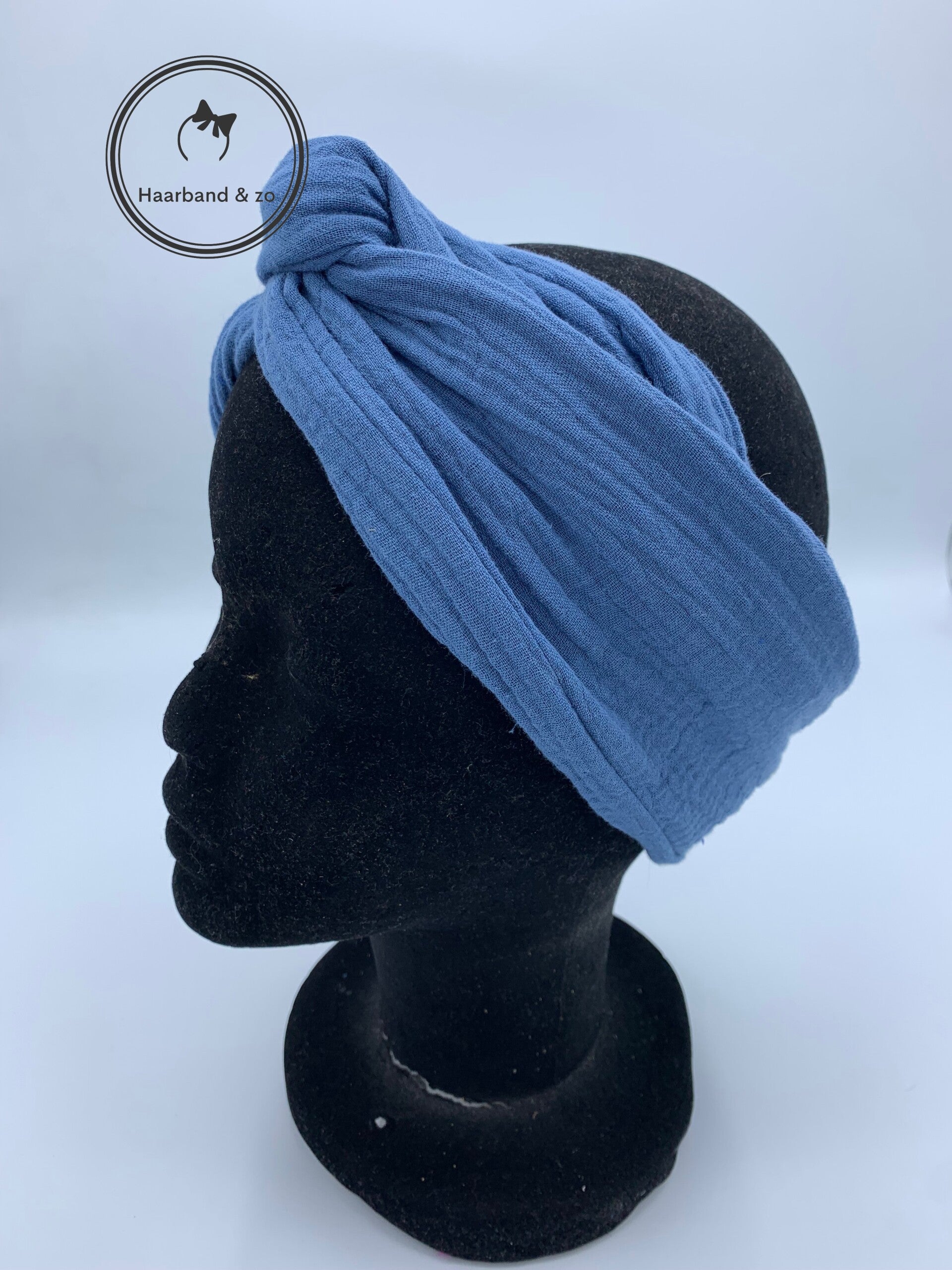 Haarband & zo, Haarband met ijzerdraad van hydrofiel in oud blauw (art.nr. 13-11)