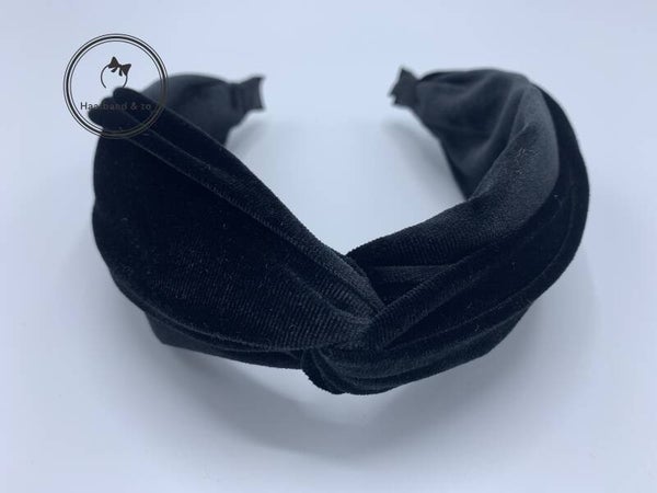 Brede booghaarband van Fluweel met twist, zwart (163-04)