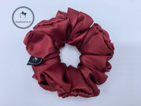 Haarband & zo, Grote scrunchie van satijn in wijnrood (art.nr. 177-06)