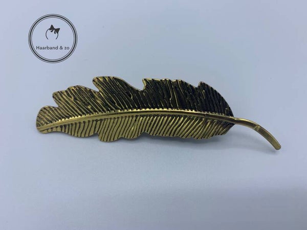 Haarspeld/clip met blaadje, bronskleurig (art.nr 201-02)