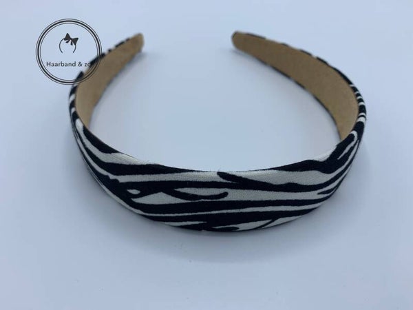Basic booghaarband in zebraprint zwart (203-06)