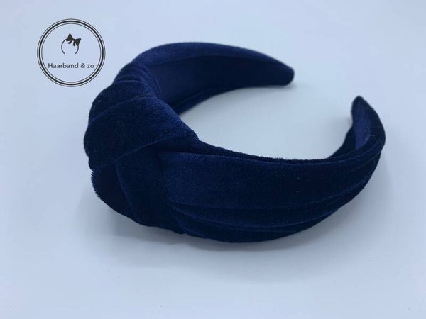 Extra brede booghaarband van glanzend fluweel, donkerblauw (art.nr. 223-02)