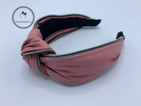 PU-lederen haarband met ritseffect in de kleur roze (art.nr 230-02)