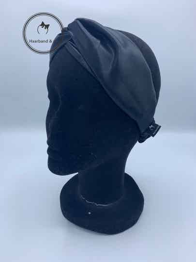 Haarband & zo, Elastische haarband van glanzend satijn, met elastische band, zwart (art.nr. 245-01)