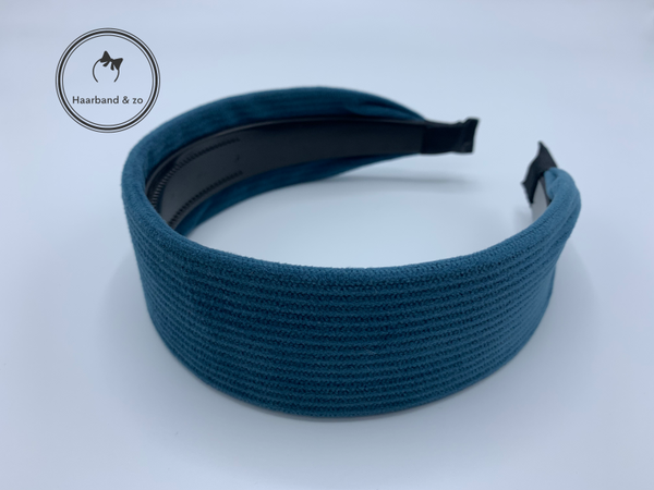 Brede booghaarband zonder knoop of twist van ribfluweel, ijsblauw (art.nr. 258-04)