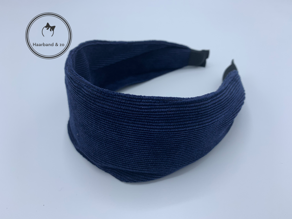 Extra brede booghaarband van fijn ribfluweel, donkerblauw (art.nr. 259-04)