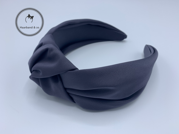 Extra brede booghaarband met knoop van satijn, antraciet (art.nr. 270-01)