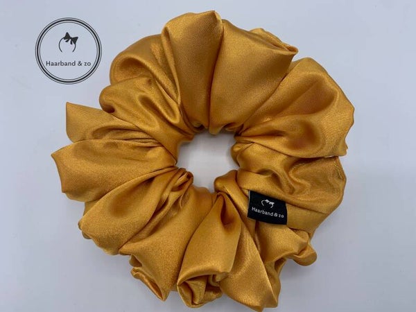 Haarband & zo XL-scrunchie van satijn in goudgeel (art 276-02)