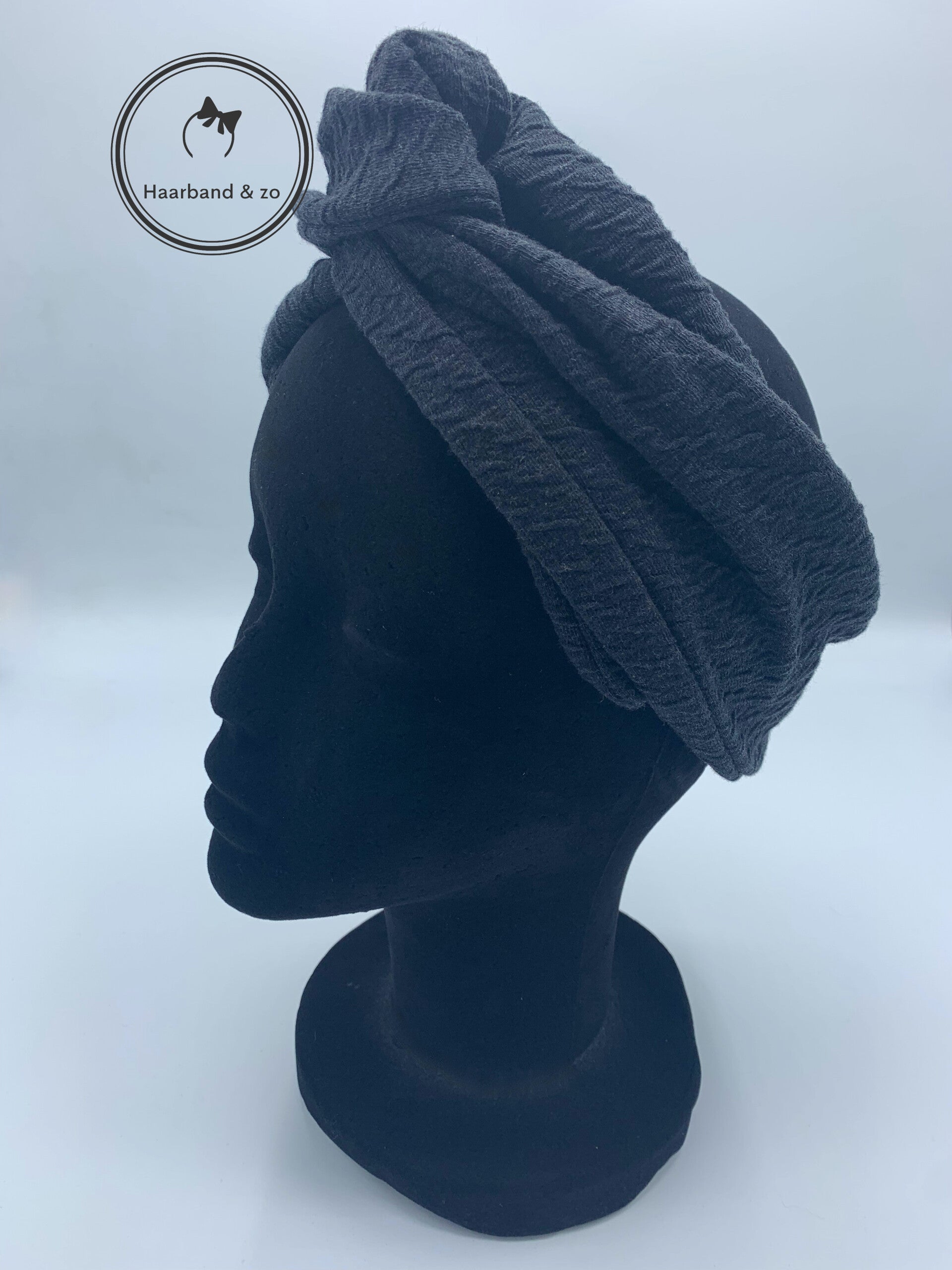 Haarband & zo, Haarband met ijzerdraad van reliëf tricot, zwart (art.nr. 279-02)