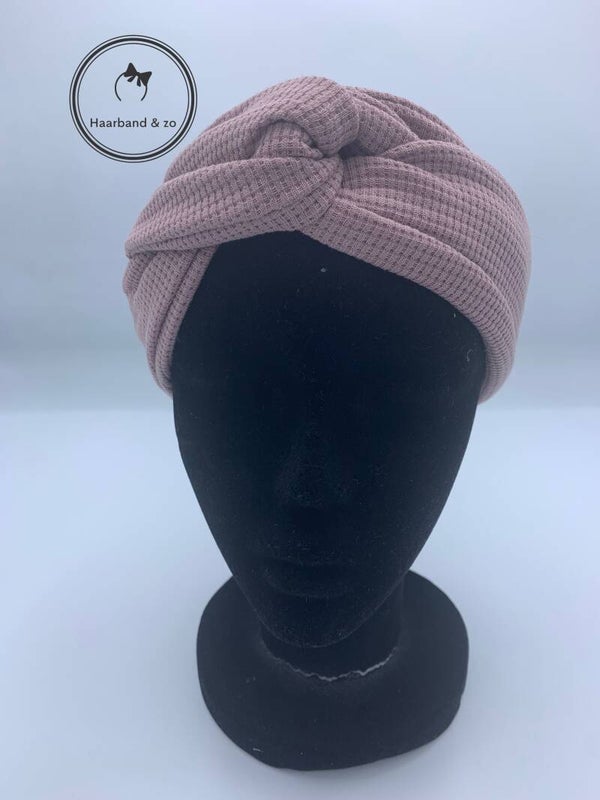 Haarband & zo, Haarband met ijzerdraad van wafeltricot in oudroze (art.nr. 286-02)