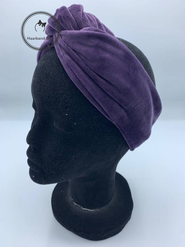 Haarband & zo, Haarband met ijzerdraad van luxe fluweel in de kleur paars (art.n.r 288-10)