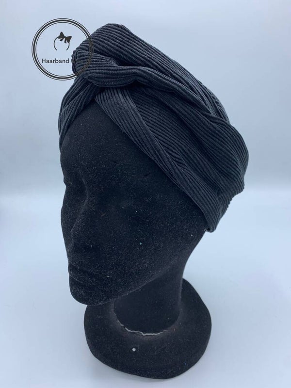 Haarband & zo, Haarband met ijzerdraad van fijn ribfluweel in de kleur zwart (art.nr. 288-12)