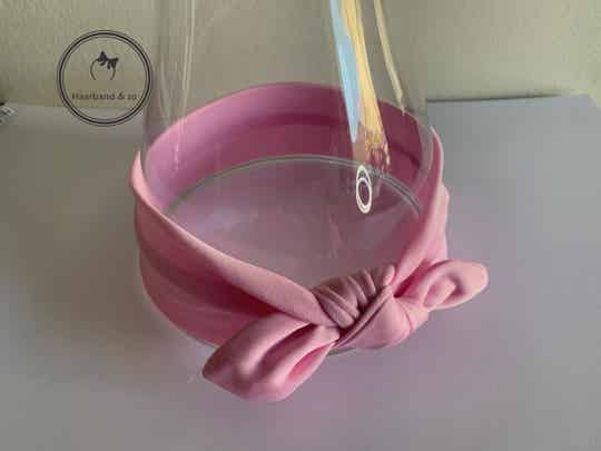 Basic elastische babyhaarband met strikje, lichtroze (art.nr. 116-13)