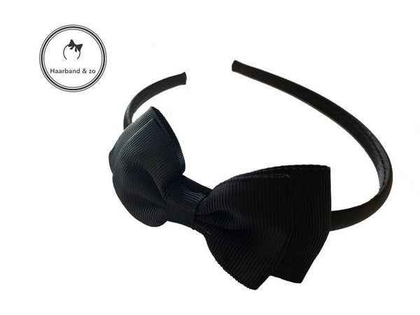 Satijnen booghaarbandje met strikje voor kinderen in de kleur zwart (53-03)