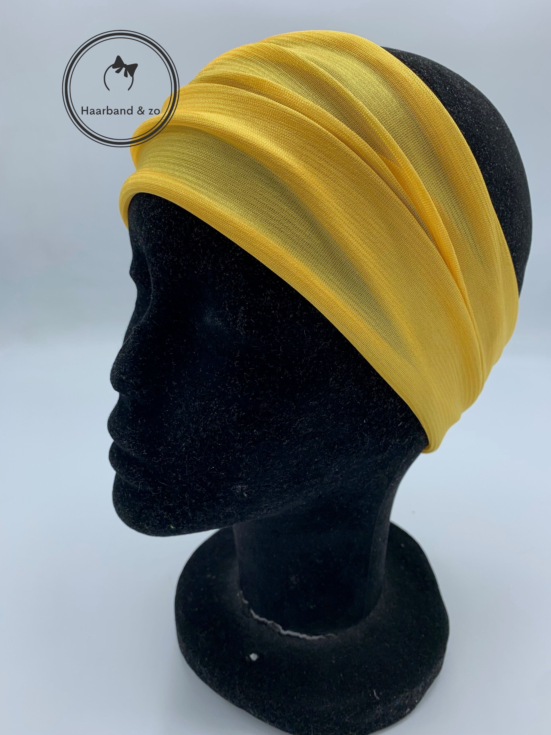 Haarband & zo, extra brede elastische haarband in effen kleur geel (art.nr. 64-04)