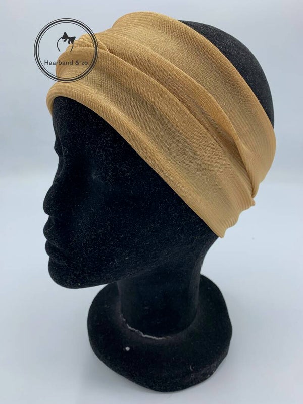 Haarband & zo, extra brede elastische haarband in effen kleur karamel (art.nr. 64-07)