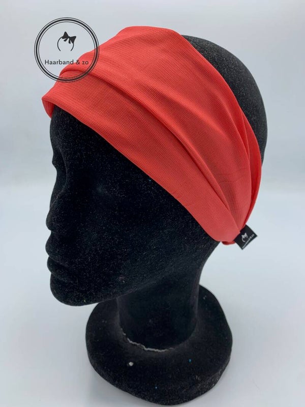 Haarband & zo, brede elastische haarband in tricot voeringstof, rood, met elastische band (art.nr. 67-07)